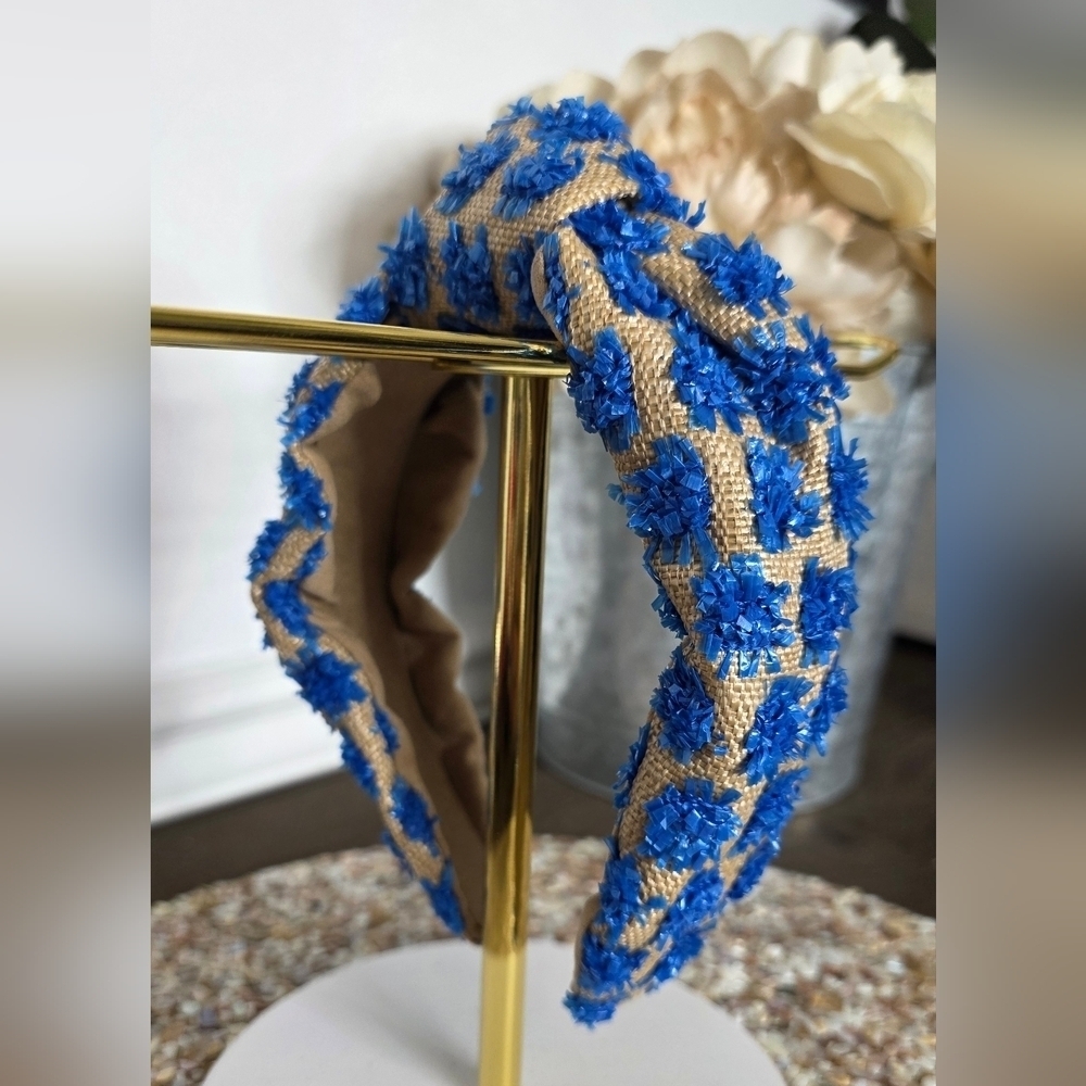 Chic Blue Floral Embroidered Headband